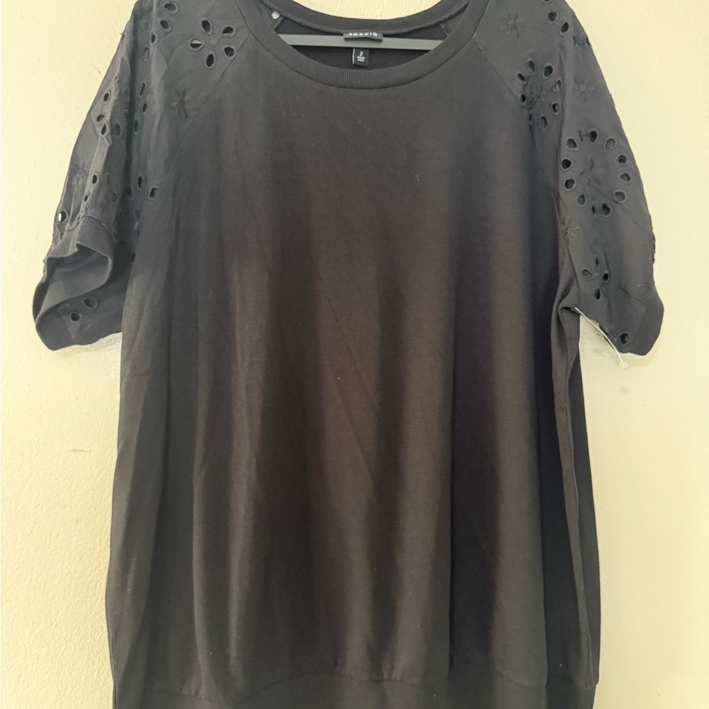 Torrid Black Eyelet Short Sleeve Top